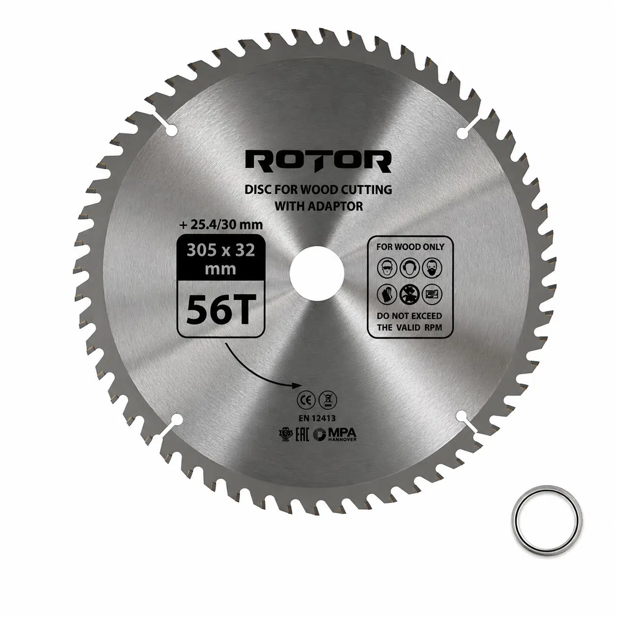 Daire Testere Bıçağı 305x32/25,4 mm 56T – Ahşap Kesim (Gönye ve Tezgah Tipi Testere) Adaptörlü