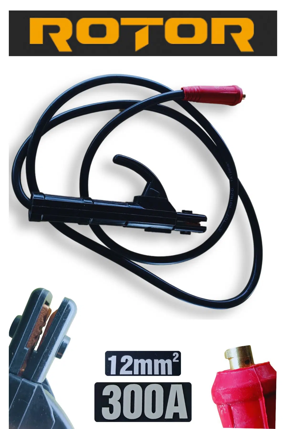 Kablolu Kaynak Pensesi (ELEKTROD TUTUCU) Kablo Takımı 12 Mm2, 300a, 190 Cm
