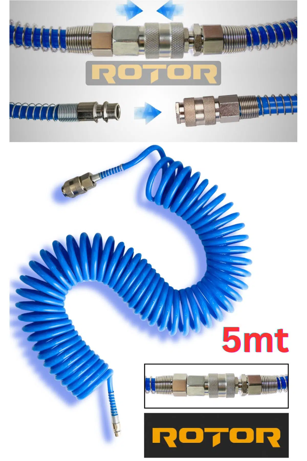 PU0508 (5X8X5) Kompresör Spiral Hava Hortumu 5mt