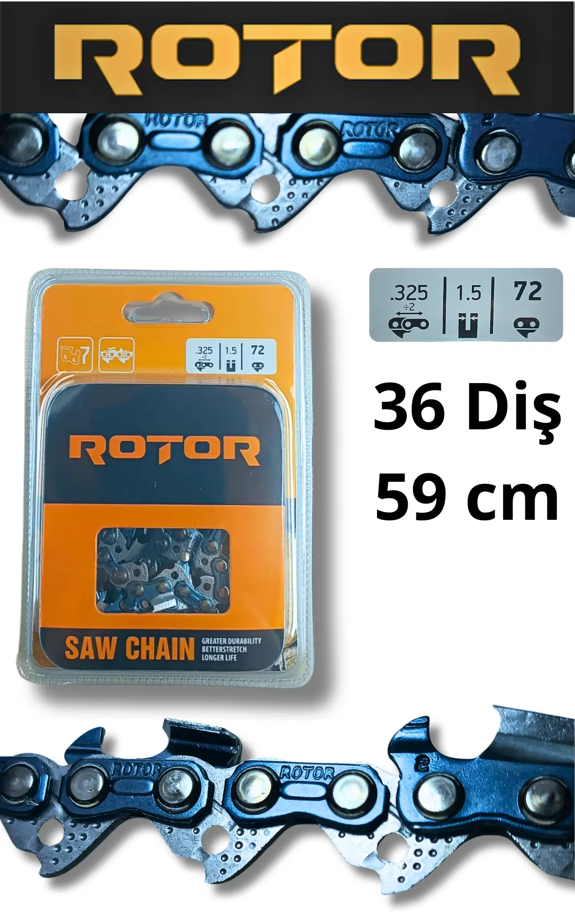 ROTOR Motorlu Testere Zinciri 3/25 1.5 36 Diş 
