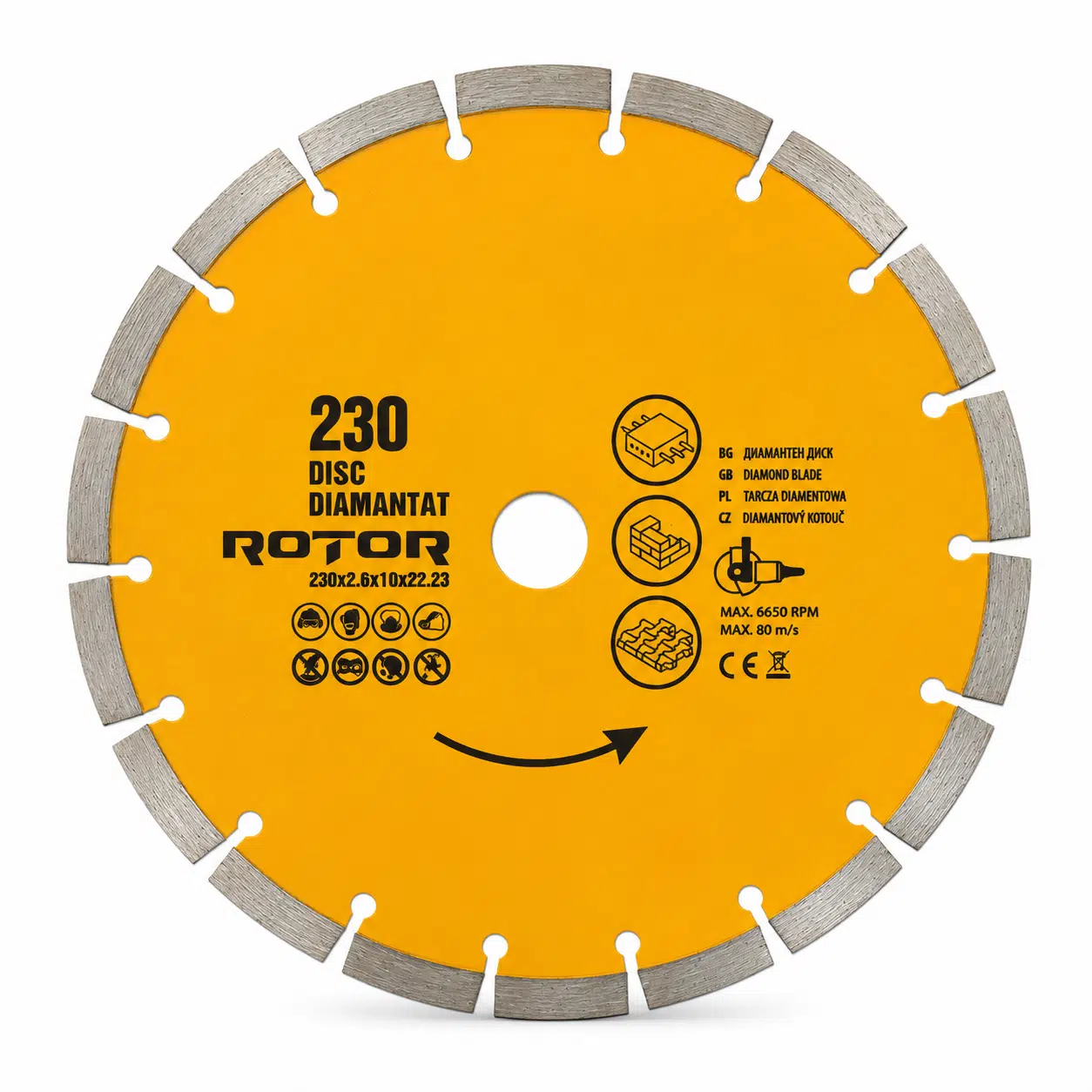 Seramik Kesme Elmas Kesici Disk 230x2.6x10x22.23 (Segmentli) - Seramik, Taş ve Mermer kesmek için