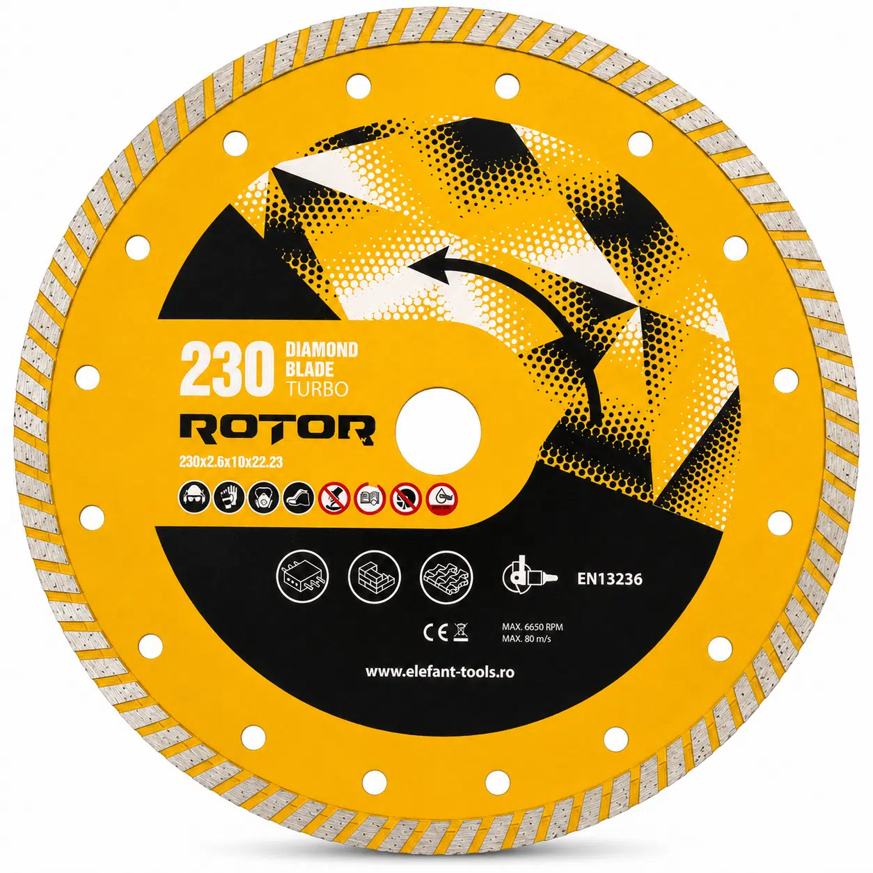 Seramik Kesme Elmas Kesici Disk 230x2.6x10x22.23 (Turbo Segmentli) - Seramik, Taş ve Mermer kesmek için